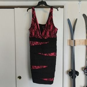 Torrid 4 Black Hot Pink Lace Dress